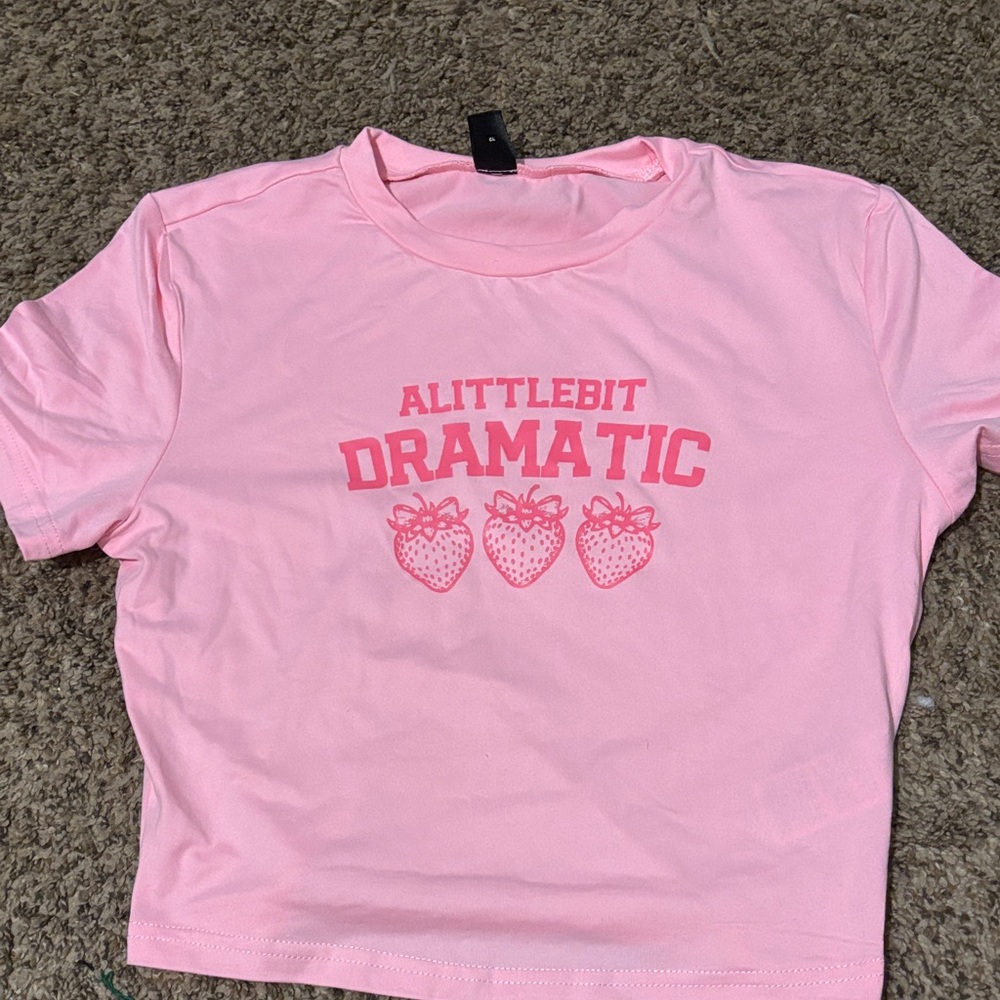 SHEIN Pink 'A Little Bit Dramatic' Kids T-Shirt